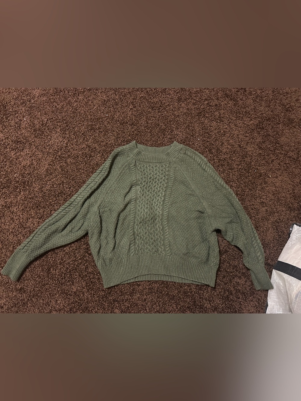 bp Olive Green Cable Knit Crewneck Sweater